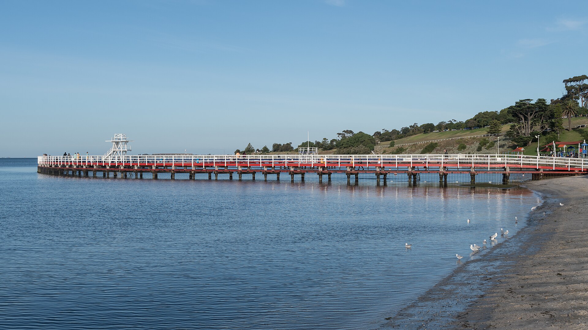 The Eastern Beach promenade and swimming enclosure on the Geelong waterfront